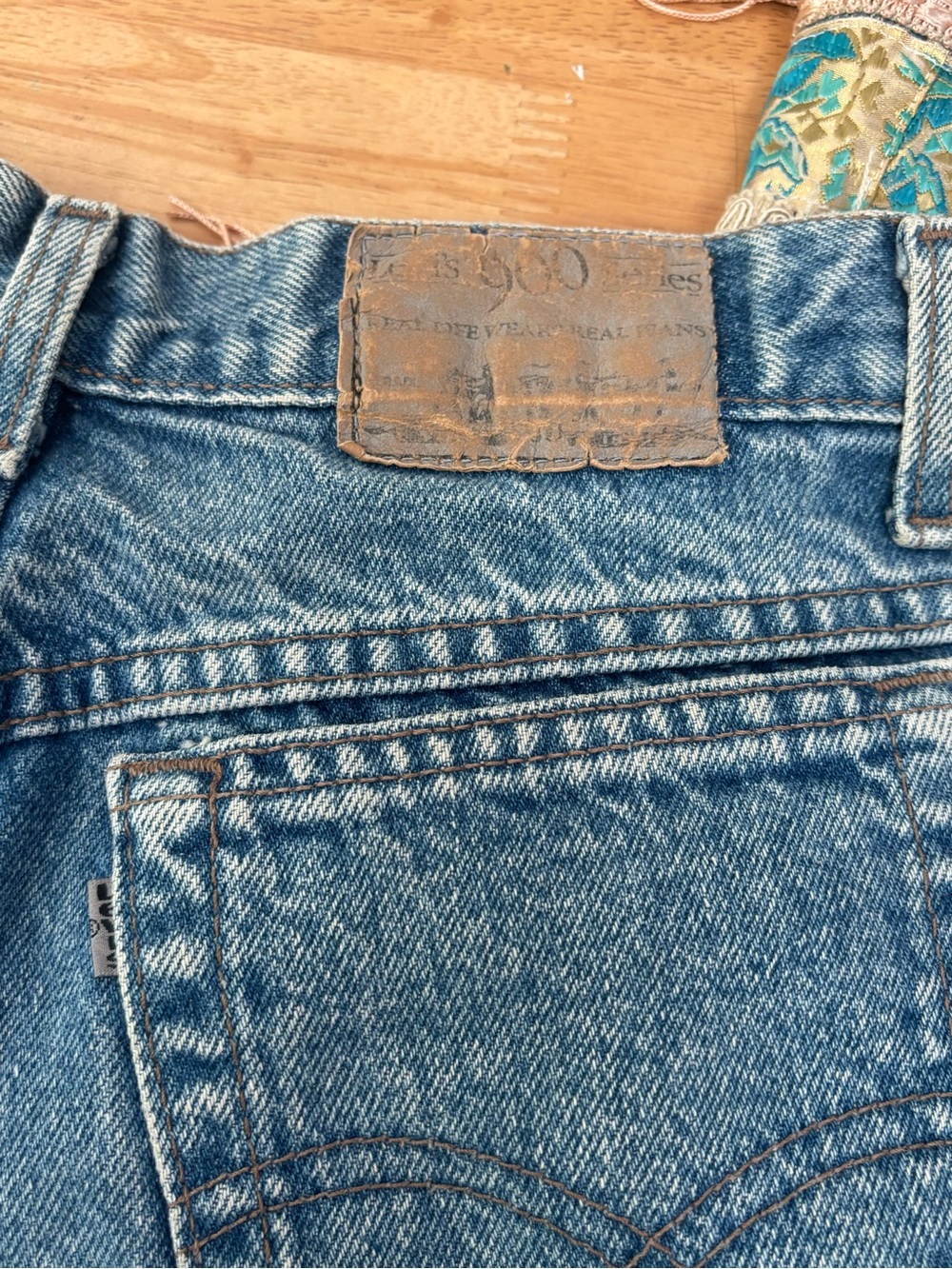 VTG 90s Levi's 569 upcycled fringe paisley jeans loose straight fit 900 series - Picture 8 of 12